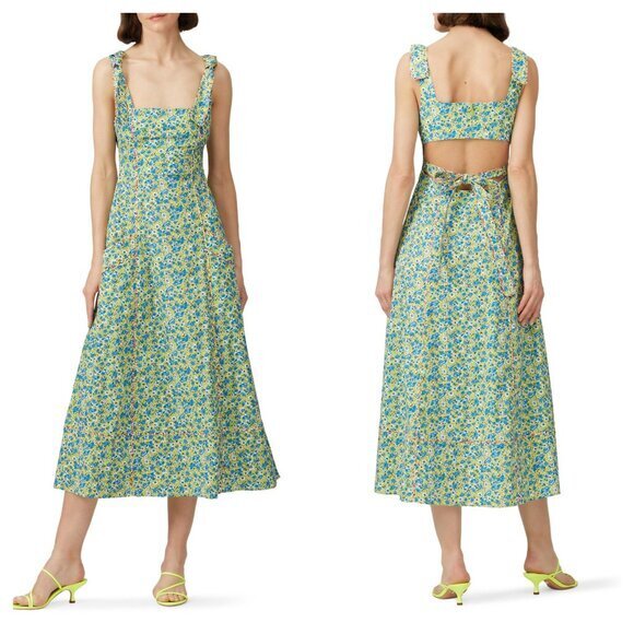 Cinq A Sept Perla Strappy Maxi Dress Peridot Green/Blue Multi 10